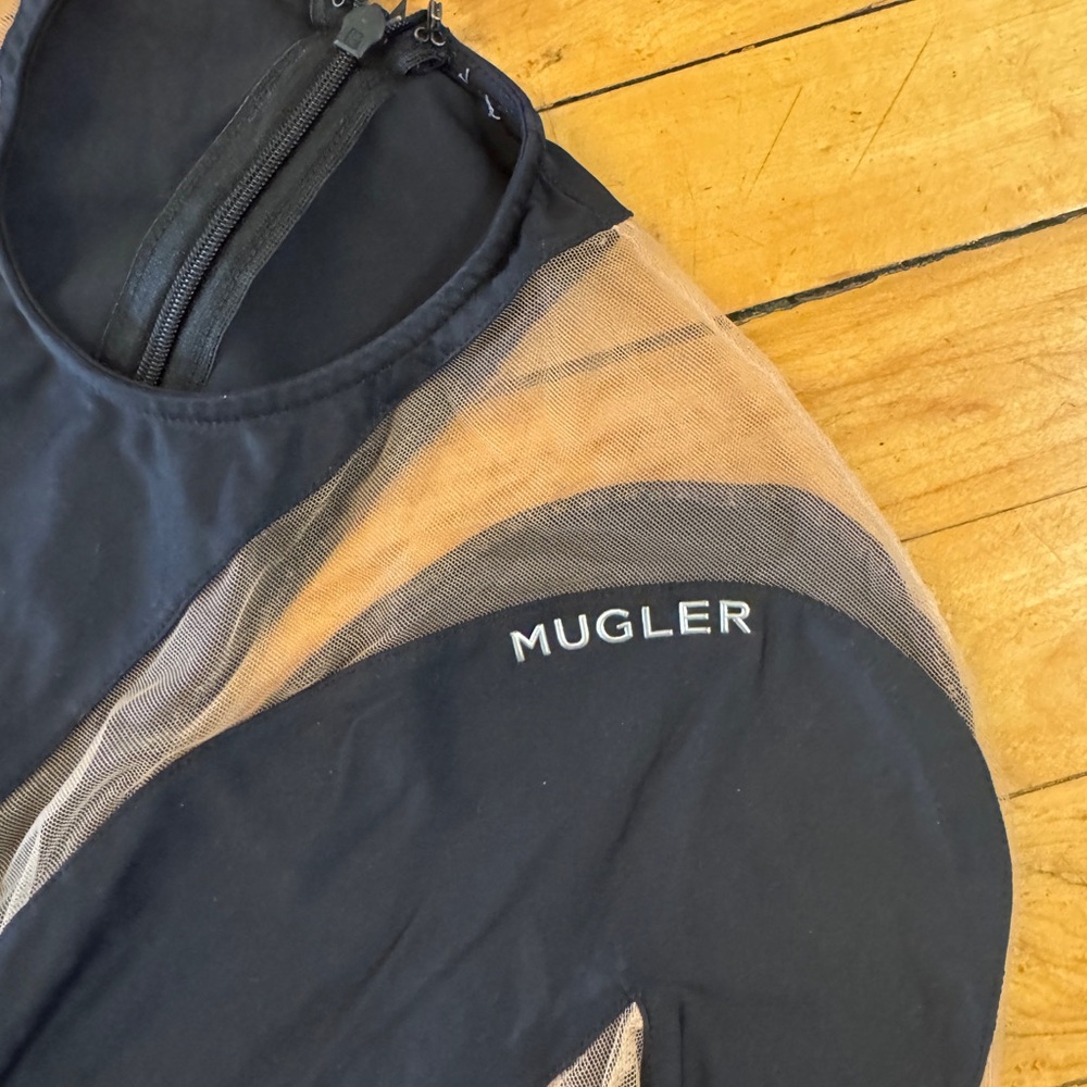 Mugler Bodysuit with Tan Mesh Detail